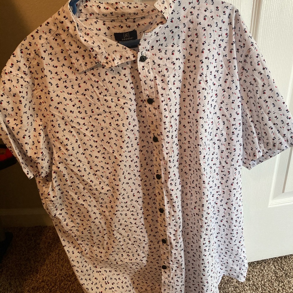 White Casual Shirt, Flower Pattern